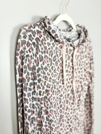 S - George Pink Leopard Print Nursing Hoodie