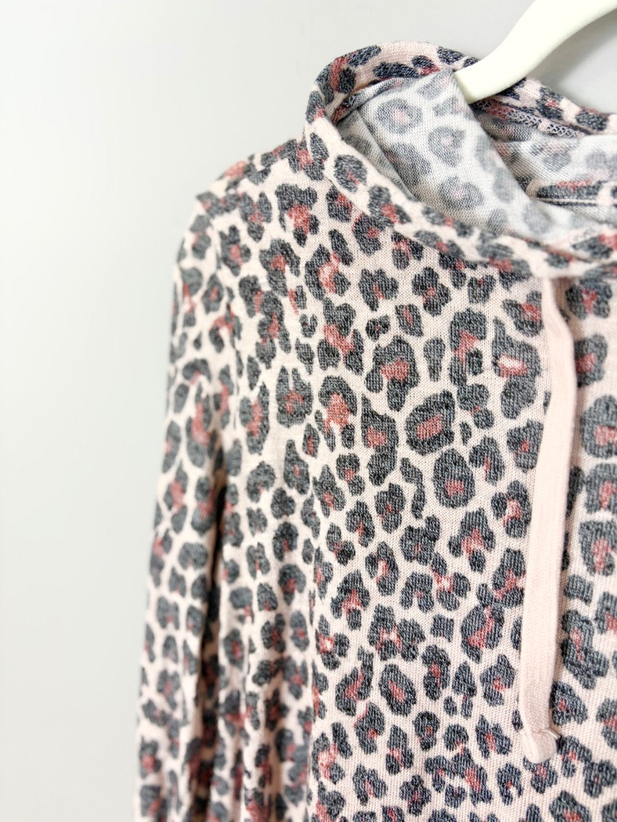 S - George Pink Leopard Print Nursing Hoodie
