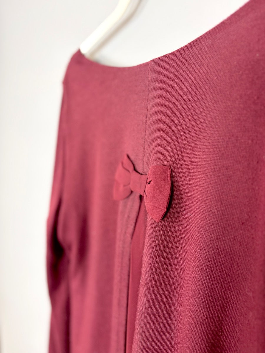 L - Papillon Cranberry Layered Hem Sweater