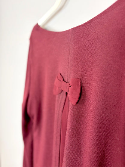 L - Papillon Cranberry Layered Hem Sweater
