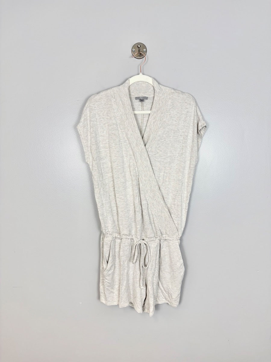 L - Thyme Oatmeal Jersey Drawstring Romper