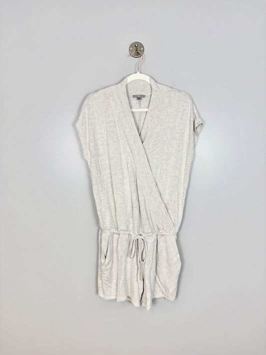 L - Thyme Oatmeal Jersey Drawstring Romper
