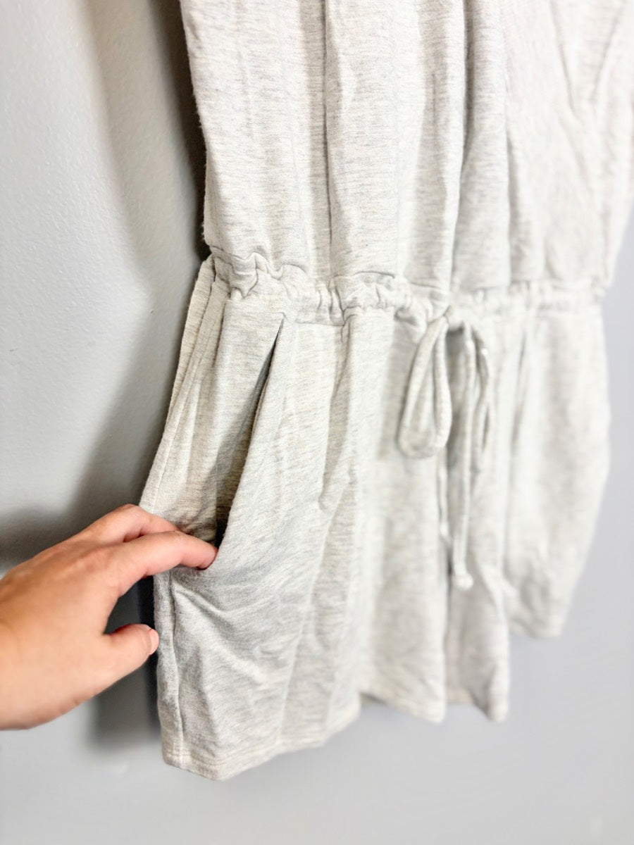L - Thyme Oatmeal Jersey Drawstring Romper