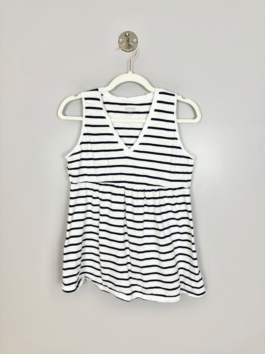 M - Old Navy White & Navy Striped Tank Top