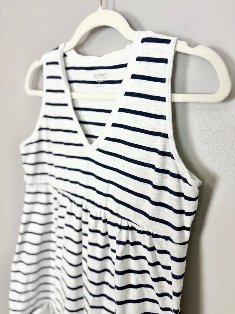 M - Old Navy White & Navy Striped Tank Top