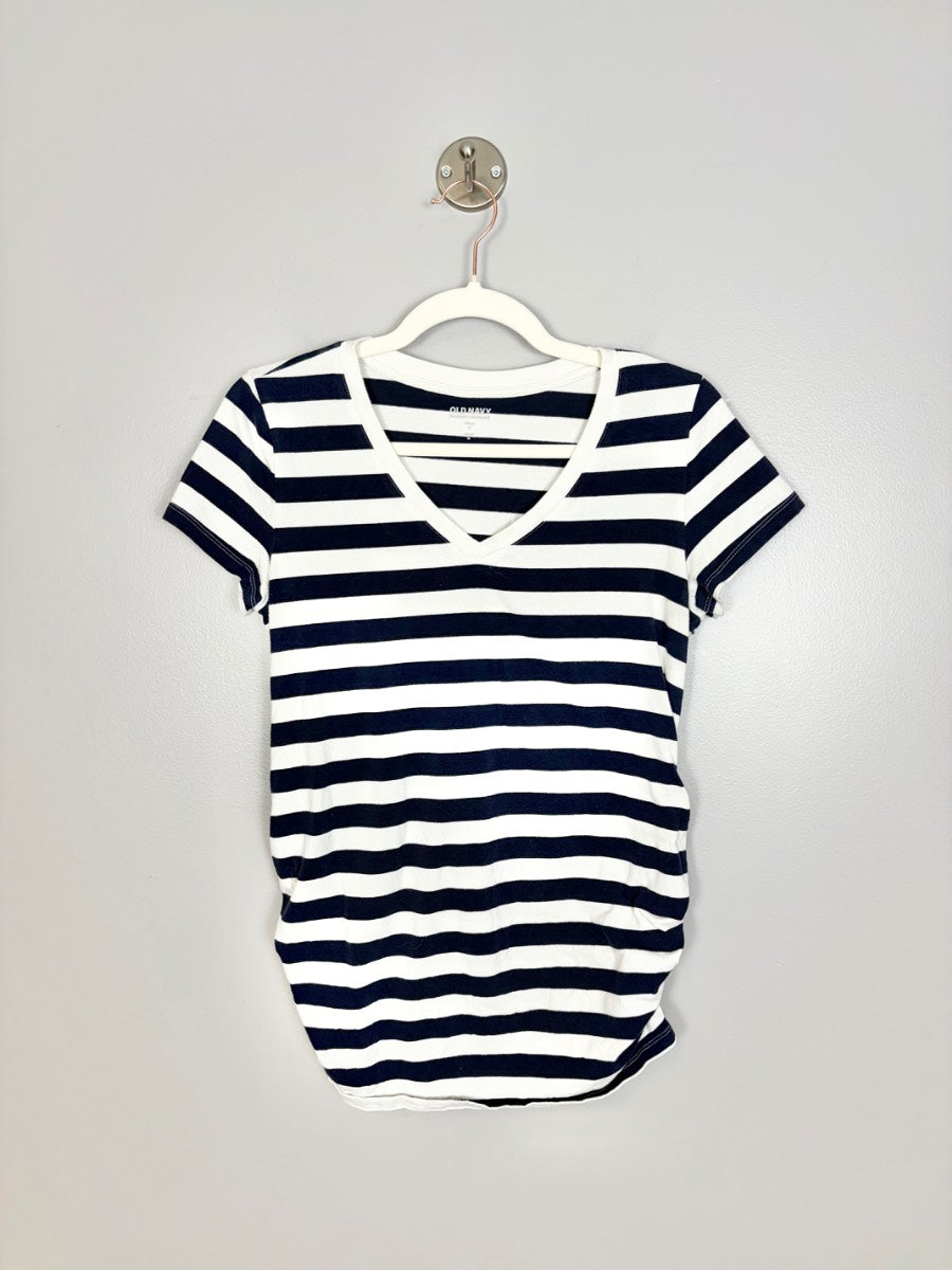 M - Old Navy Striped Navy V-neck Tee