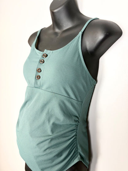 M - Ribbed One-Piece Henley Swinsuit