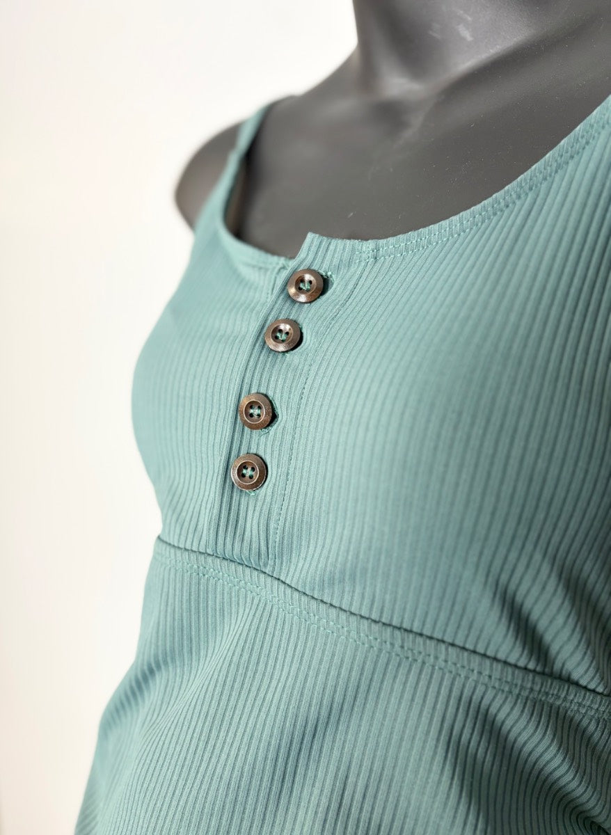 M - Ribbed One-Piece Henley Swinsuit