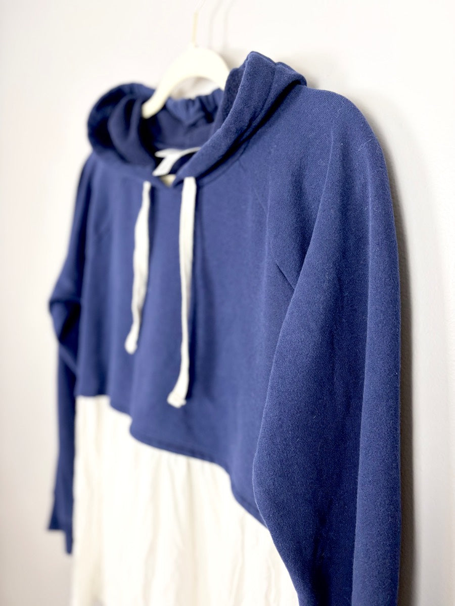 M - Motherhood Navy Colorblock Tunic Hoodie
