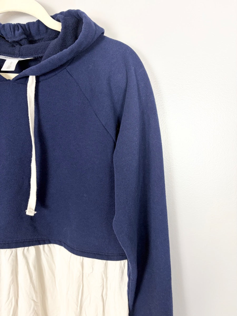 M - Motherhood Navy Colorblock Tunic Hoodie