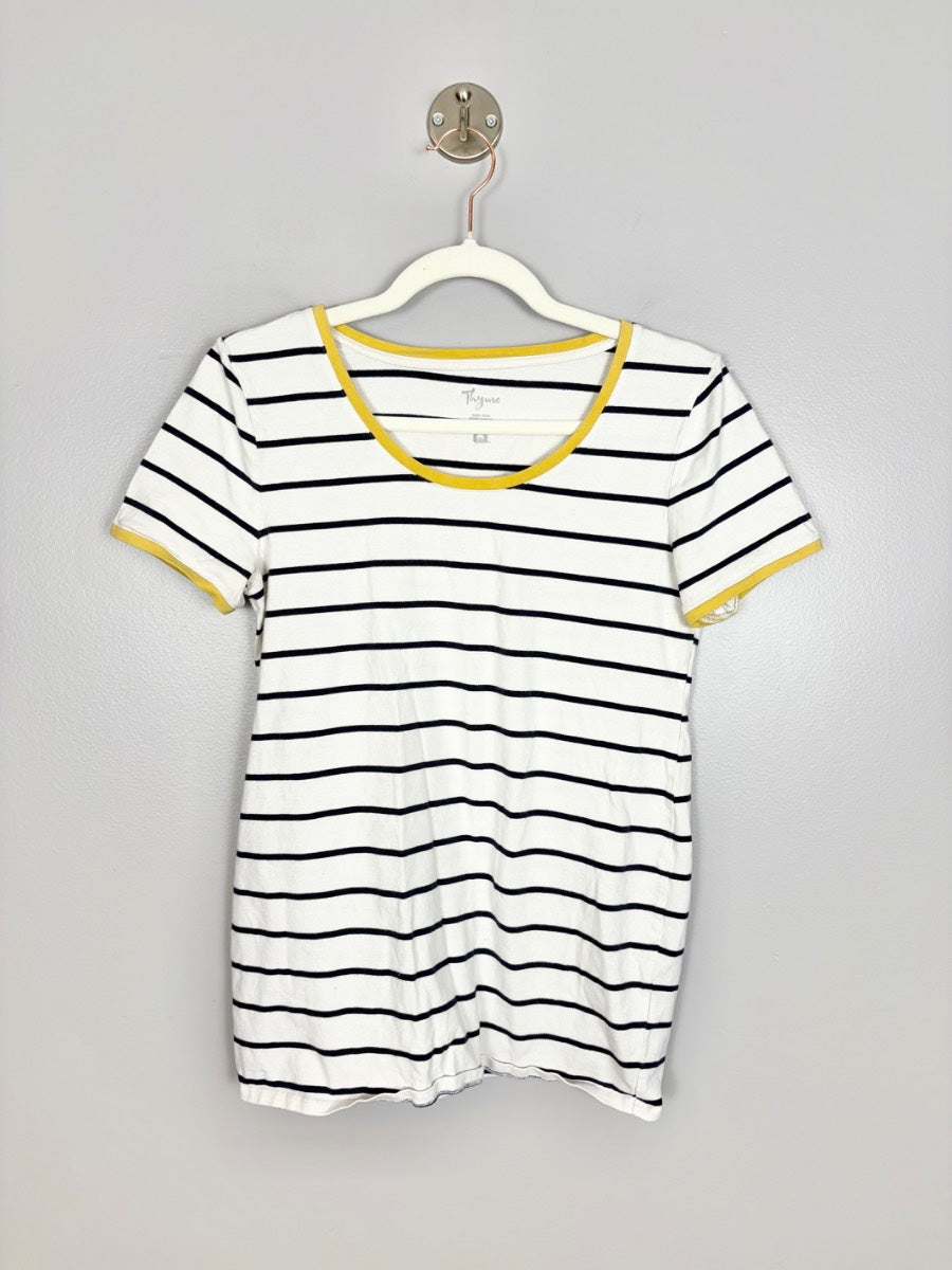 M - Thyme Striped Ringer Tee