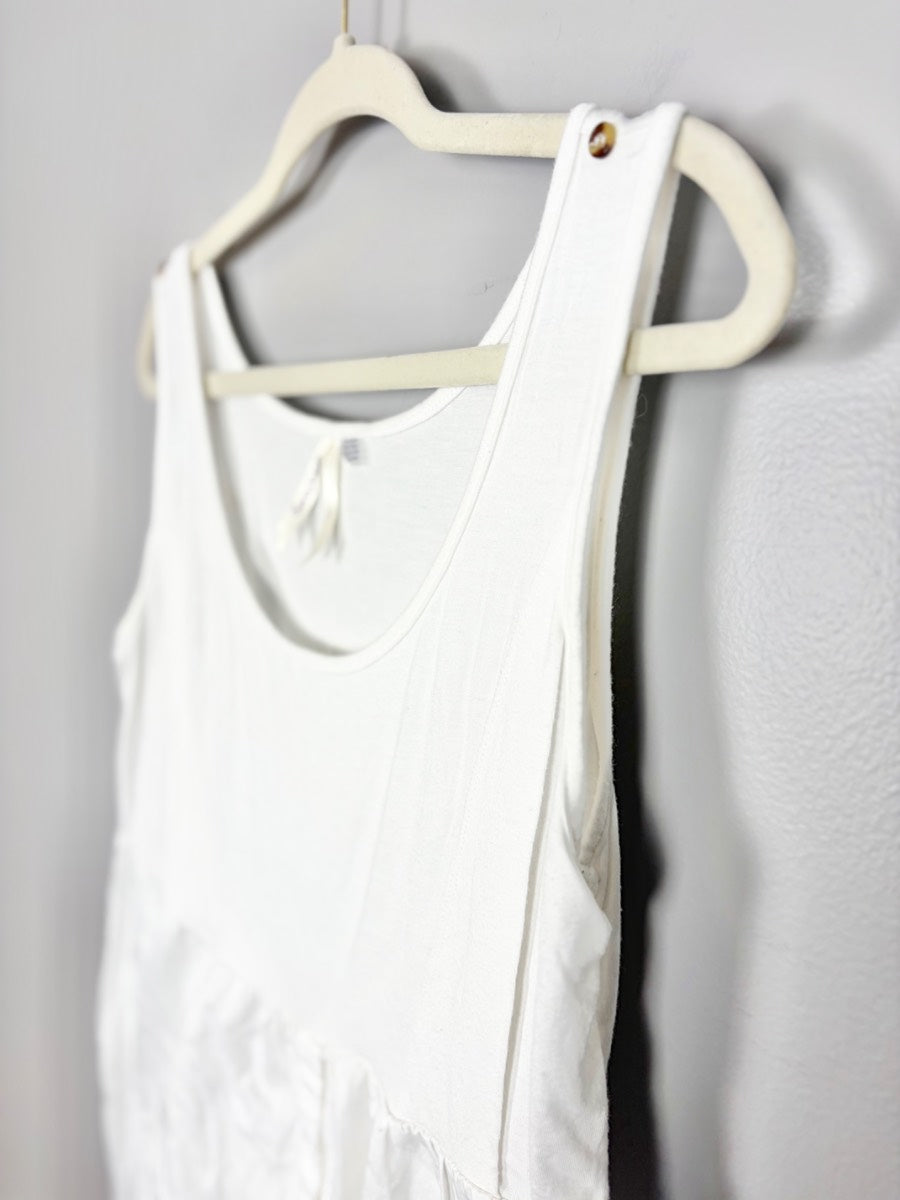 L - Seraphine White Button Detail Nursing Tank
