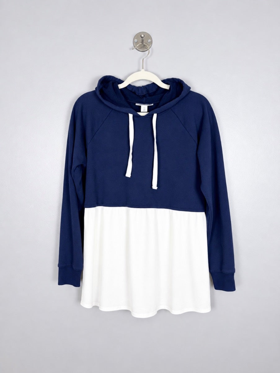 M - Motherhood Navy Colorblock Tunic Hoodie