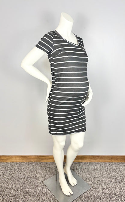 M - Black Striped T-shirt Dress