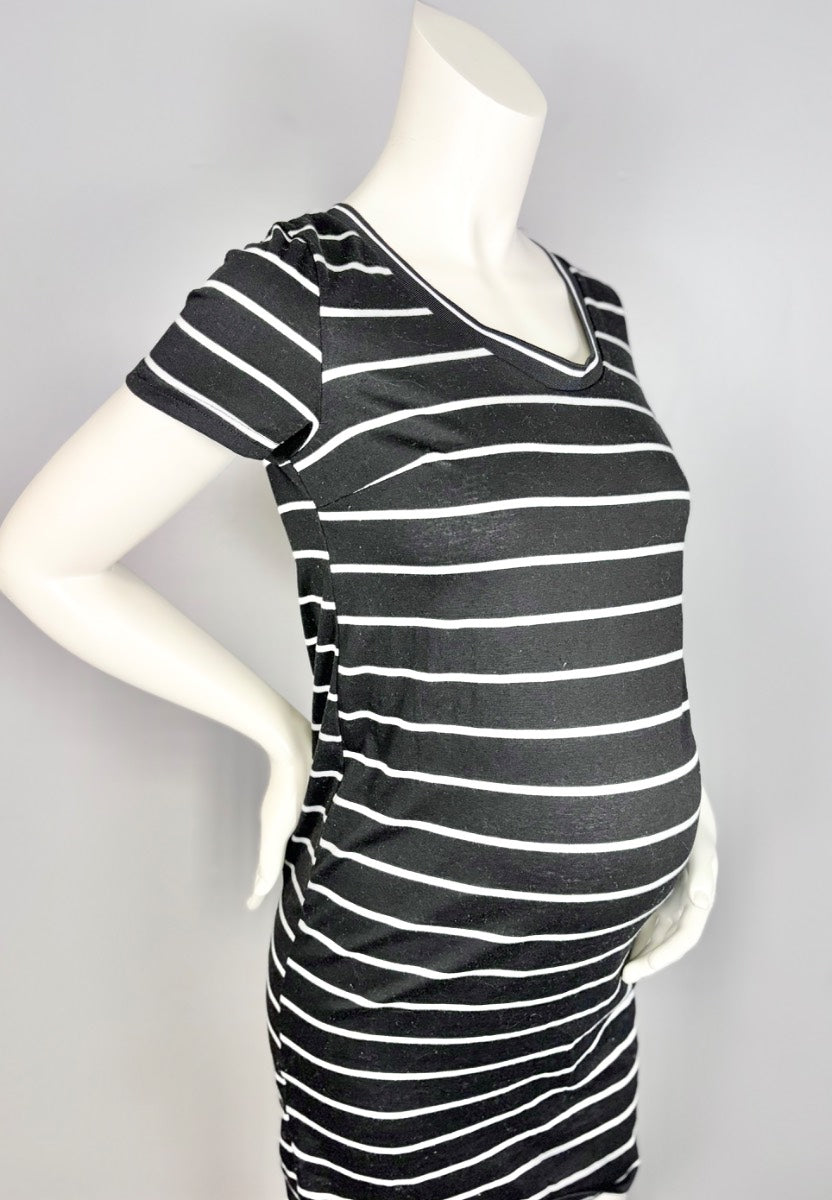 M - Black Striped T-shirt Dress