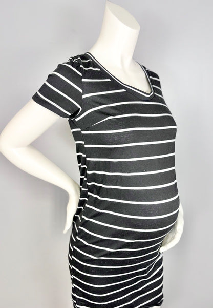 M - Black Striped T-shirt Dress