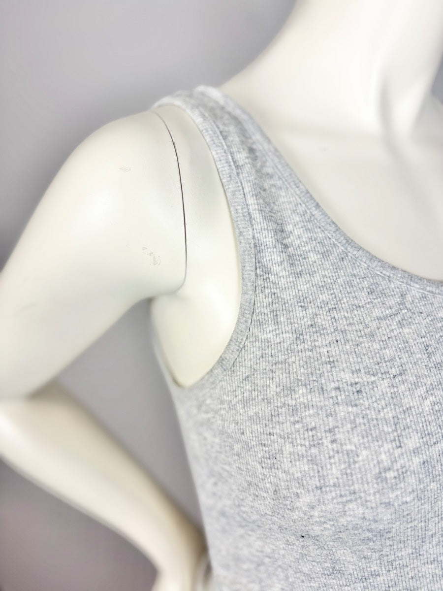 L - Paisley Sky Grey Ribbed Tank Dress
