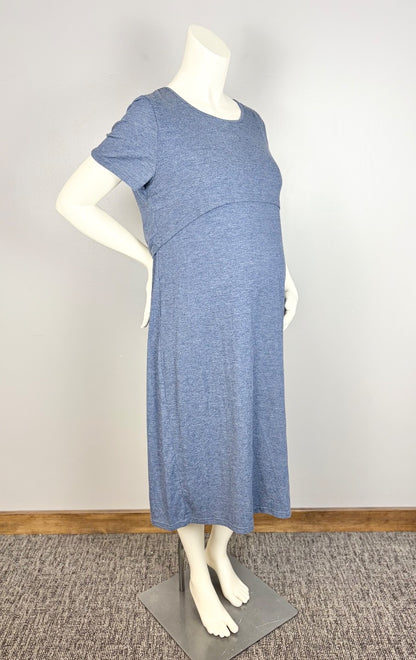 L - Blue Midi Nursing Dress