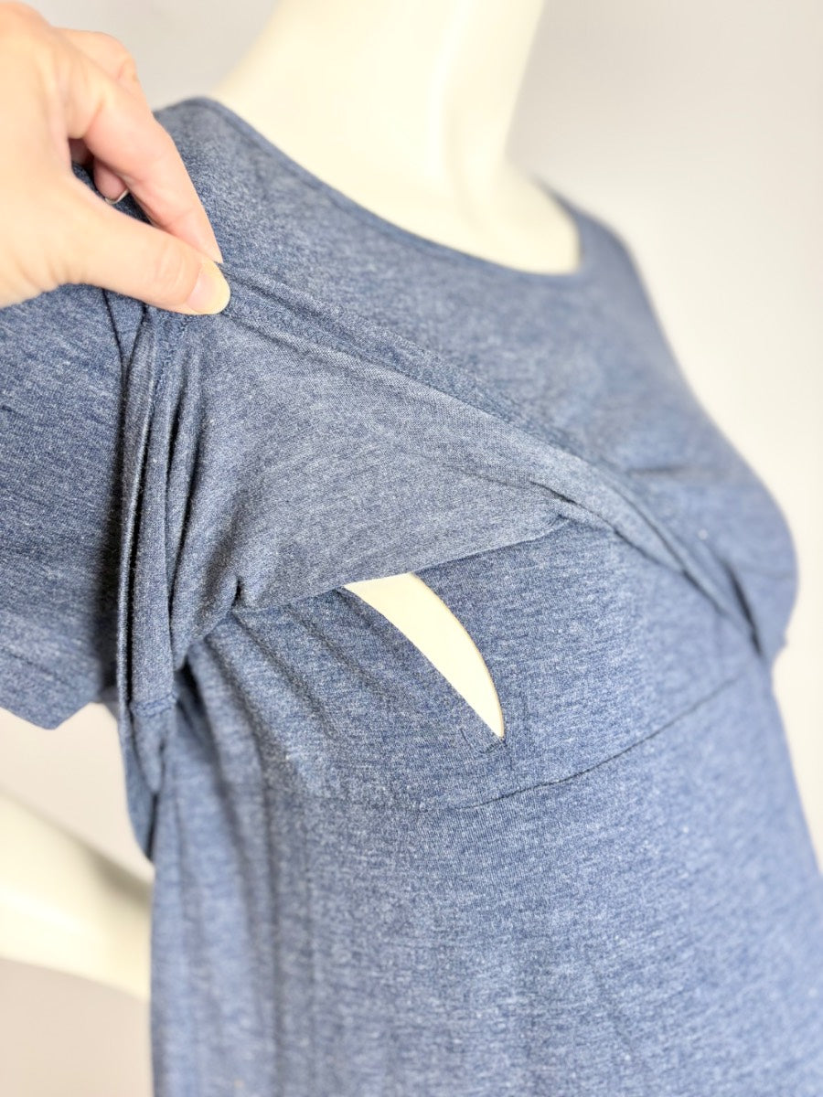 L - Blue Midi Nursing Dress
