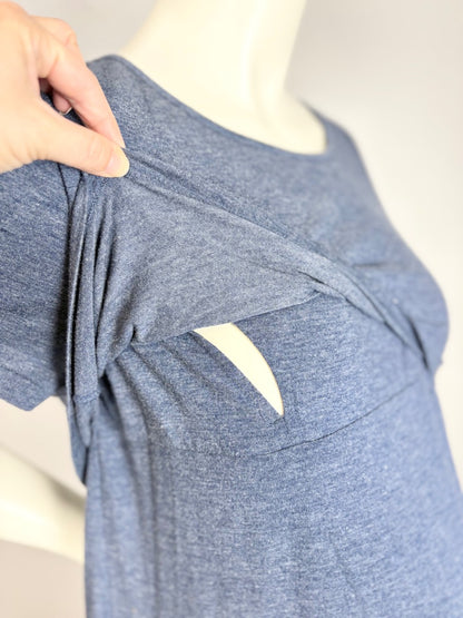 L - Blue Midi Nursing Dress