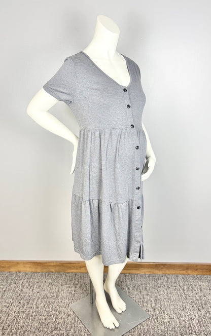 XXL - Shein Tiered Grey Button Front Dress