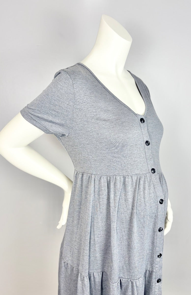 XXL - Shein Tiered Grey Button Front Dress