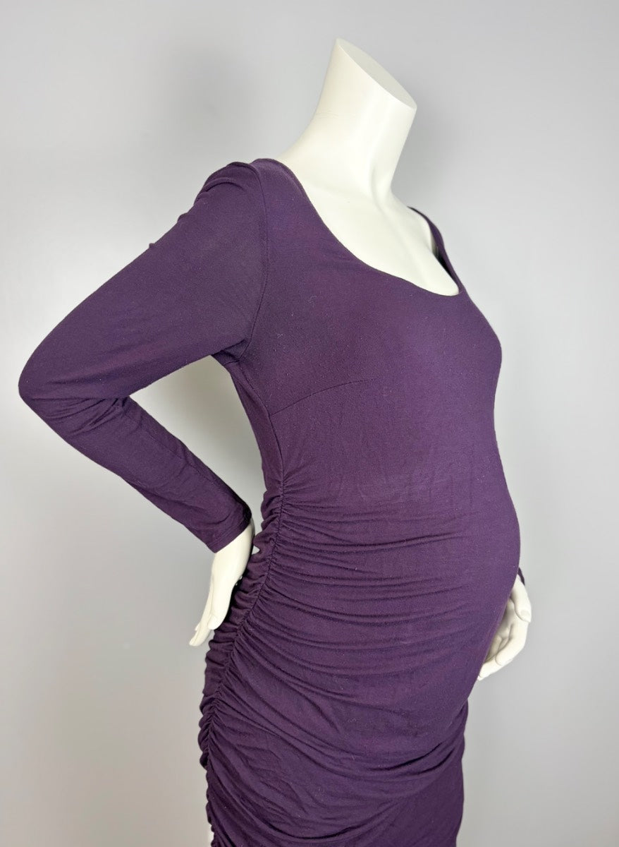 L - Stork & Babe Deep Plum Ruched Bodycon Dress