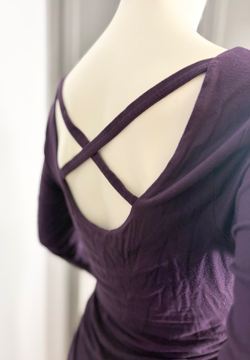 L - Stork & Babe Deep Plum Ruched Bodycon Dress