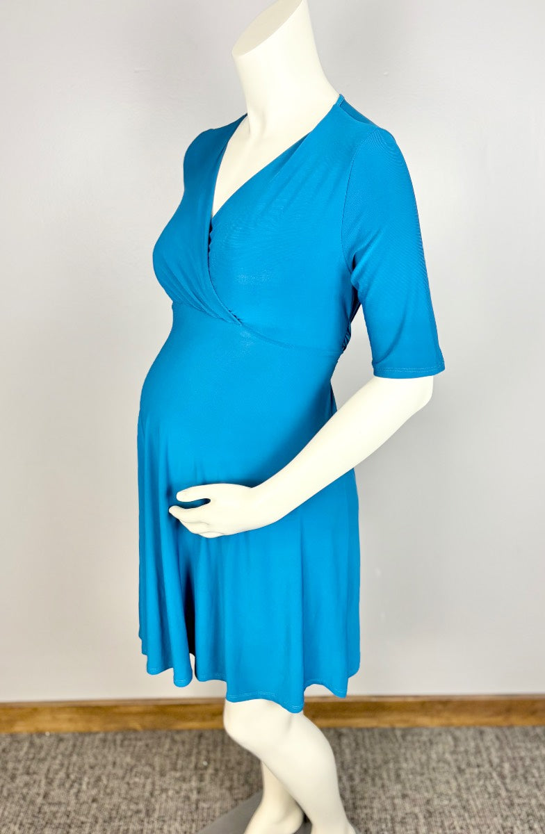 L - Hello Miz Teal Wrap Dress