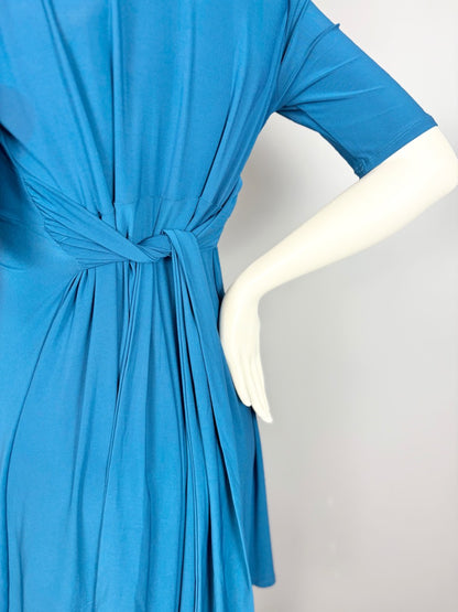 L - Hello Miz Teal Wrap Dress