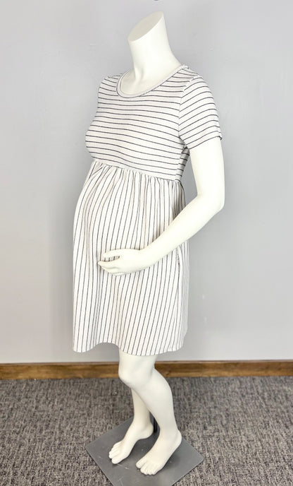 M - Hello Miz Cream Striped Babydoll Dress