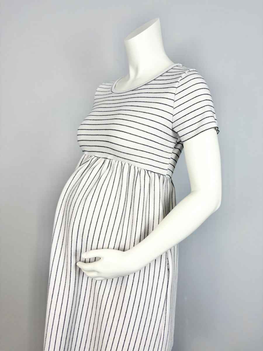 M - Hello Miz Cream Striped Babydoll Dress