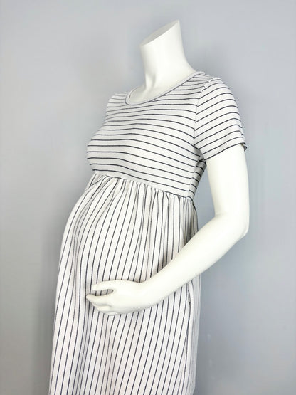 M - Hello Miz Cream Striped Babydoll Dress