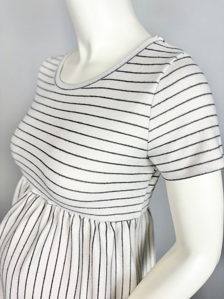 M - Hello Miz Cream Striped Babydoll Dress