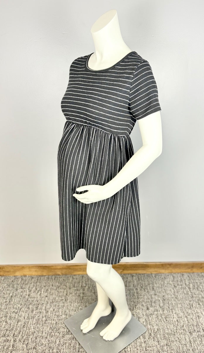 XL - Hello Miz Black Striped Babydoll Dress