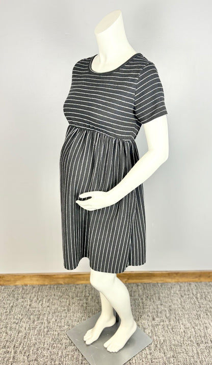 XL - Hello Miz Black Striped Babydoll Dress