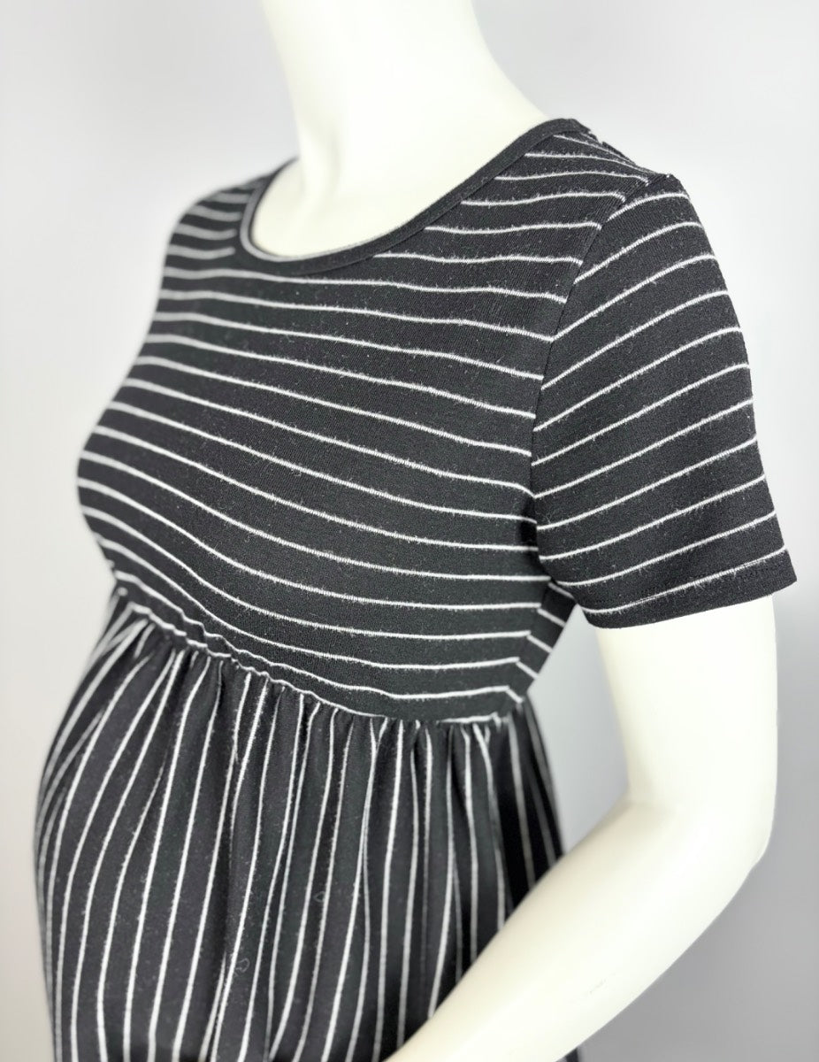 XL - Hello Miz Black Striped Babydoll Dress
