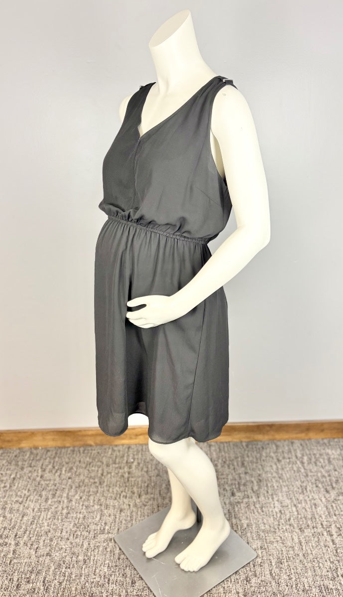 M - Thyme Sleeveless Zipper Front Chiffon Nursing-Friendly Dress