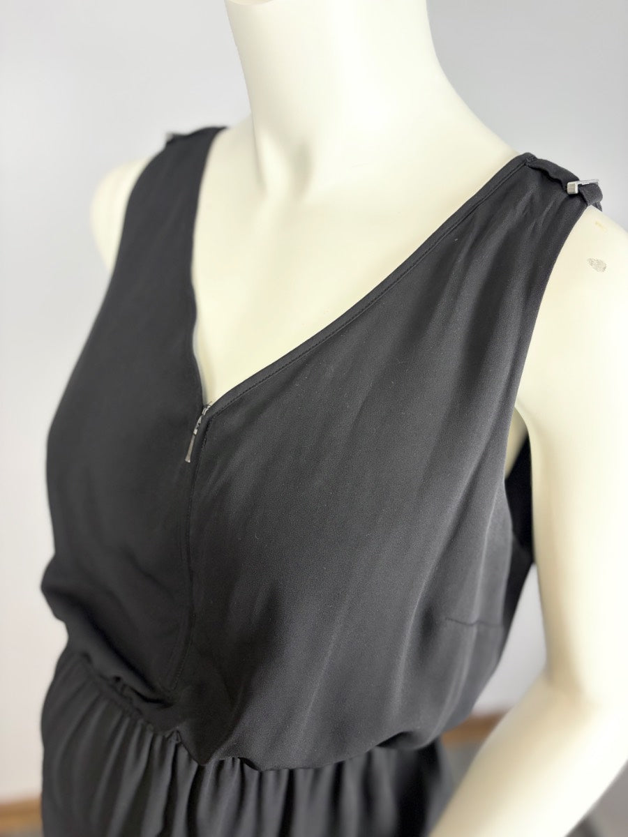 M - Thyme Sleeveless Zipper Front Chiffon Nursing-Friendly Dress