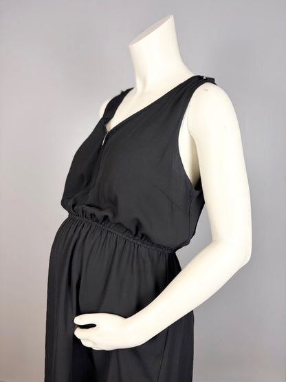 M - Thyme Sleeveless Zipper Front Chiffon Nursing-Friendly Dress