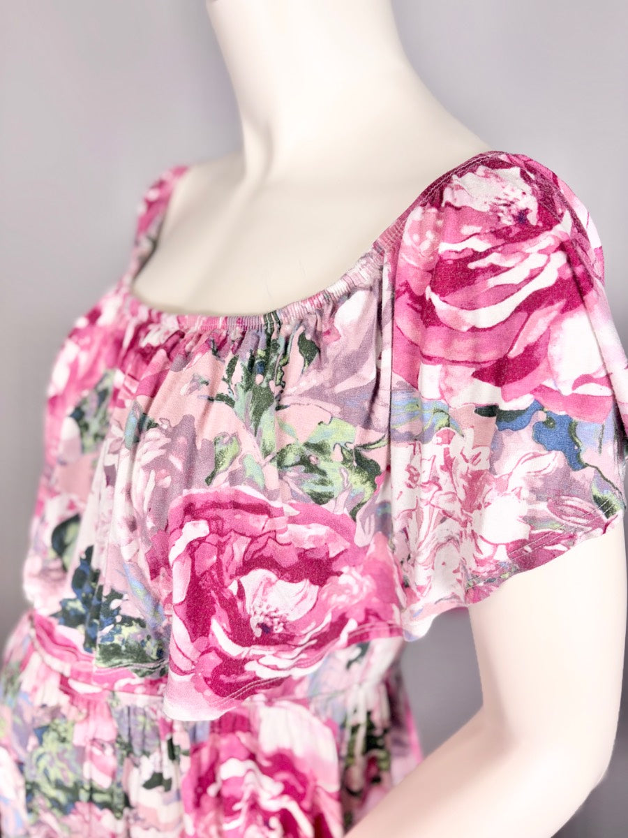 XXL - Floral Ruffle Maxi Dress