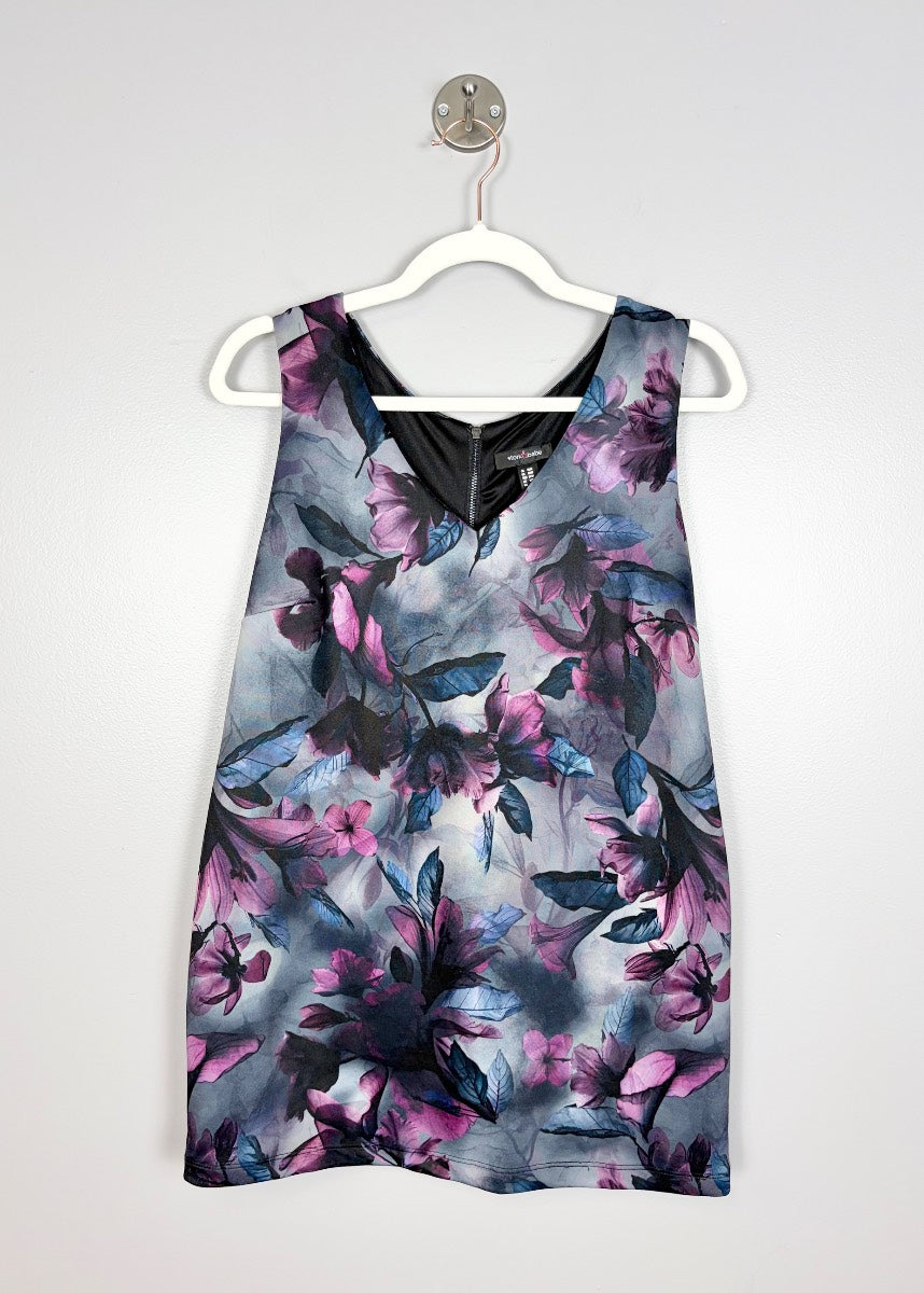 M - Stork & Babe Purple Floral Print Tank