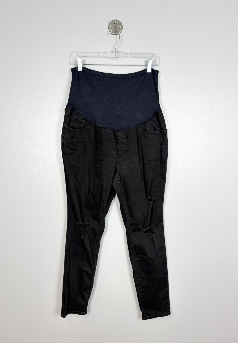 XL/16 Long - Old Navy Black Distressed Jeans