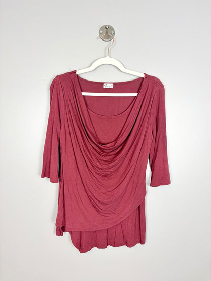 S - Thyme Burgundy Draped Nurisng Top