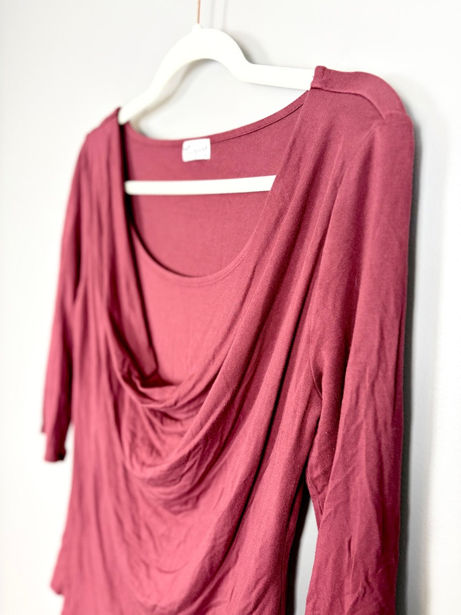 S - Thyme Burgundy Draped Nurisng Top