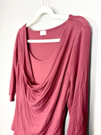S - Thyme Burgundy Draped Nurisng Top