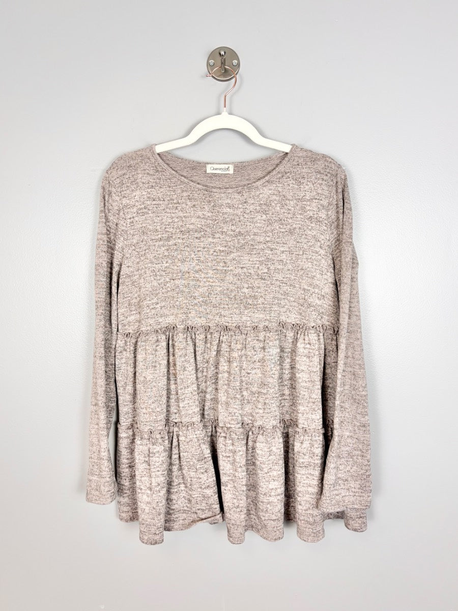 L - Querencia Dusty Pink Tiered Ruffle Sweater