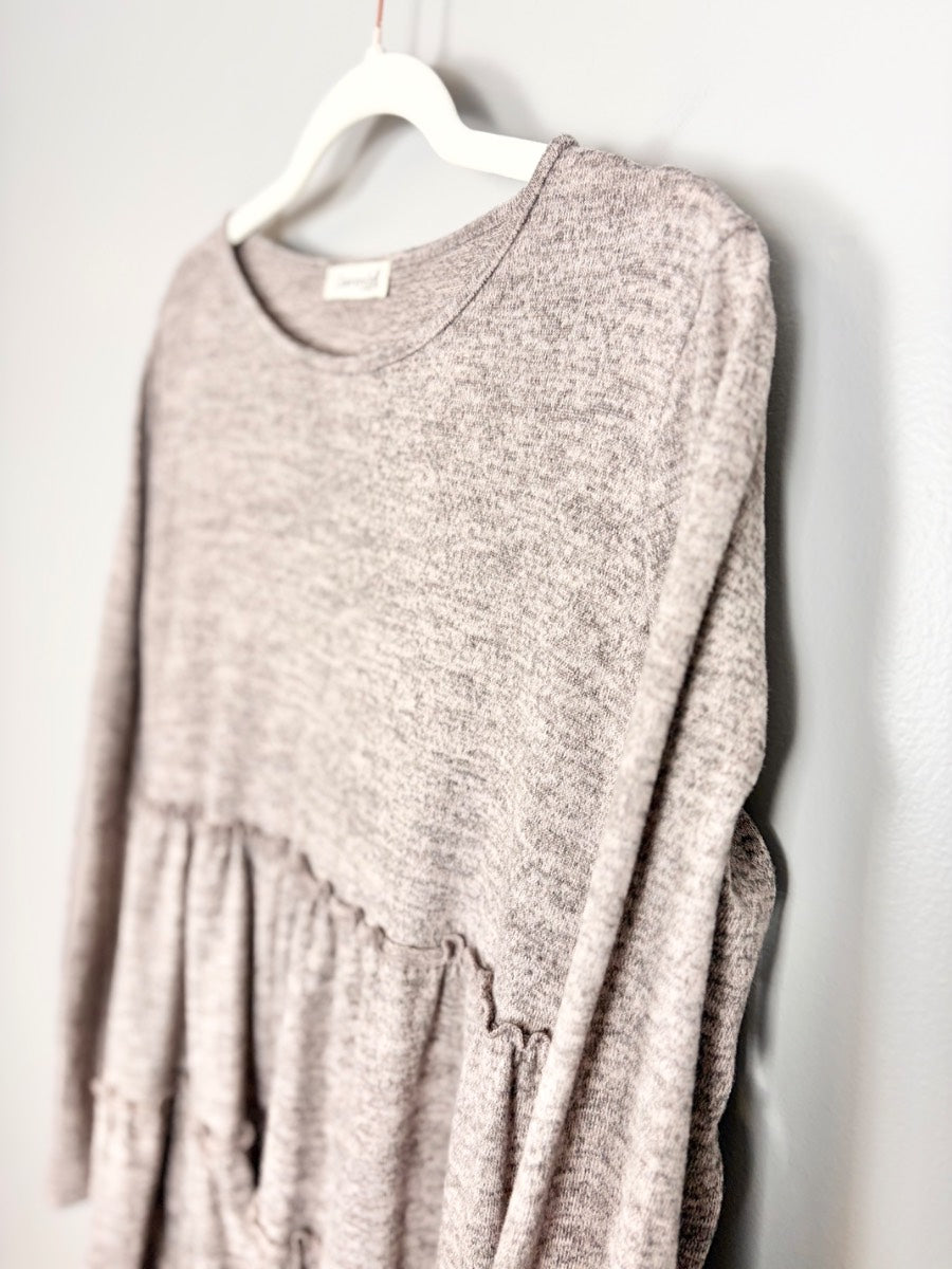 L - Querencia Dusty Pink Tiered Ruffle Sweater