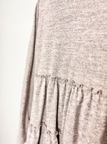 L - Querencia Dusty Pink Tiered Ruffle Sweater