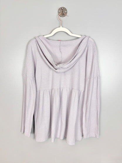 XL - Paisley Sky Soft Lavender Waffle Knit Hoodie
